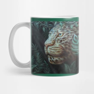 Jaguar in the Jungle with Sunlight Passing Through Green Leaves Mug